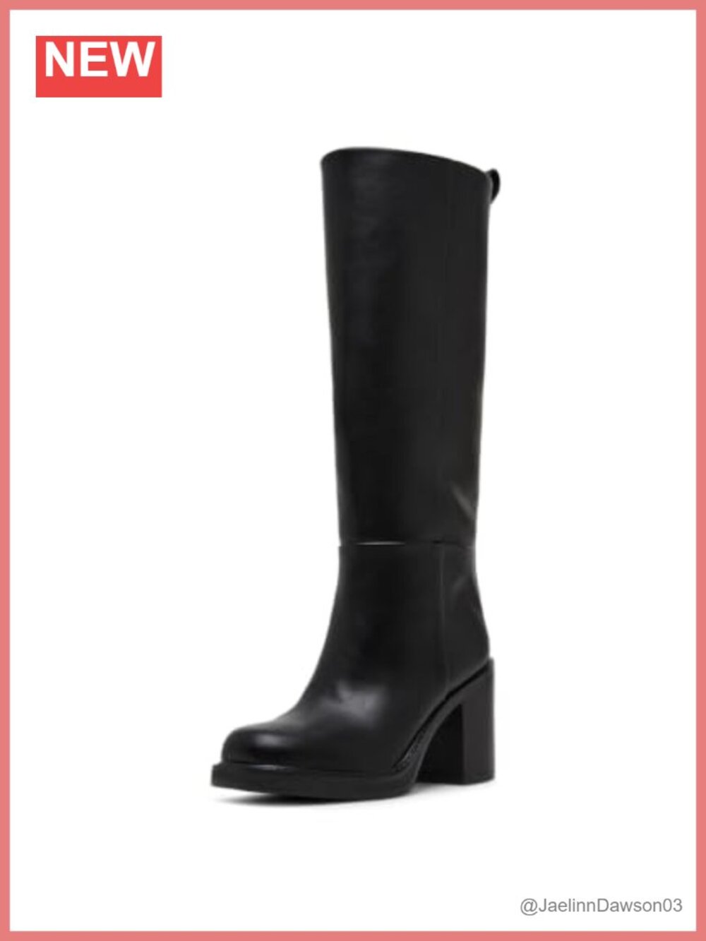 Womens Knee High Square Toe Block Heel Pull On Boots Faux Leather